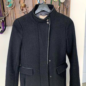 Banana Republic Boiled Wool Coat w Leather accents